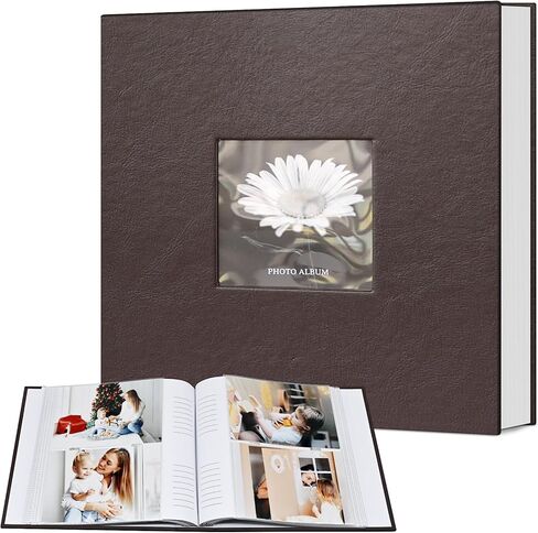 Popotop Photo Album 4x6 200 Photos with Writing Space, Leather Cover Album with Display Picture Window, Photo Book for Wedding Family Baby Gift in Kuwait