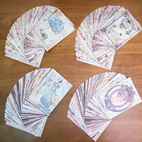 200 Pcs Deco Papers for Scrapbooking, 3.9*5.5in Vintage Decoupage Paper Junk Journal Supplies, Retro Flower Butterfly Sunflower Ephemera Paper Pack for Diary Room Decor Wall Art Collage (Butterfly) in Kuwait