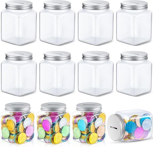Roowest 6 Pieces Coin Jars for Behavior Tokens Plastic Reward Jars for Kids Clear Coin Jars Classroom Reward Jar Token Jars for Classroom Behavior Management Back to School Teacher Supplies in Kuwait