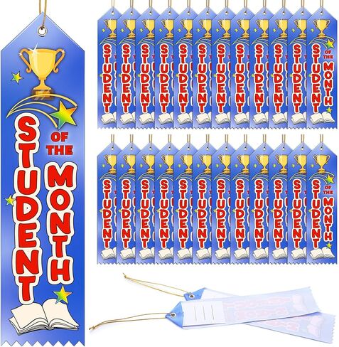 100 Pcs Student of The Month Award Ribbons Bulk 8" x 2" Prizes Ribbons with Event Card and String Award Prize Gift for Tournaments, Competitions, Party, Classroom Home Study Supplies in Kuwait