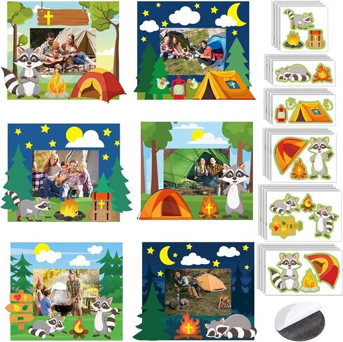 24 Sets Camp Magnetic Picture Frame Craft for Kids I Love Camp Raccoon DIY Photo Frame Camp Frame Craft for Party Favors Classroom Home Decoration in Saudi Arabia