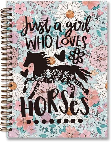 Just A Girl Who Loves Horses Notebook,Gifts for Horse Lovers,Floral College Ruled Notebook for Work Writing Journaling,Hardcover Spiral Notebook for Offices Schools Classrooms in Kuwait