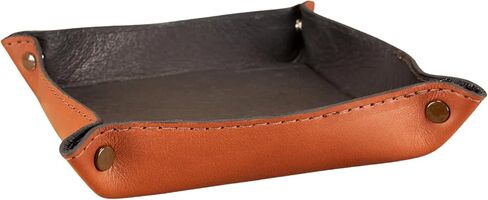 صينية نرد قابلة للطي مصنوعة يدويًا من الجلد الطبيعي للزنزانة والتنينات وألعاب آر بي جي الأخرى (بني) in Kuwait