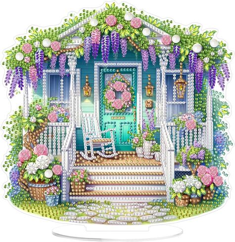 Eiflow Desktop Diamond Art Ornament Kit for Adults Rooster, 7.6x7.7inch DIY Tabletop Diamond Gem Painting Kit, Acrylic Stand Up Diamonds Painting Box Board Kit in Saudi Arabia