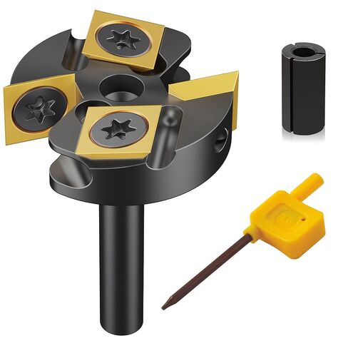 Titanium-Coated Carbide Surfacing Router Bit - 1/4" Shank, 1-3/8" Cutting Diameter, 2+2 Flutes for CNC Spoilboard Planing & Slab Flattening | Woodworking & MDF Surfacing Tool in Kuwait