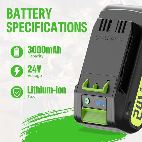 New upgraded 3.0Ah 24V Replacement for Greenworks 24V Battery 29852 BAG709 BAG710 Compatible with Greenworks 24V 29842 Battery for Greenworks 24 Volt Power Tools 20352 22232 2508302 Cordless Tools in Kuwait