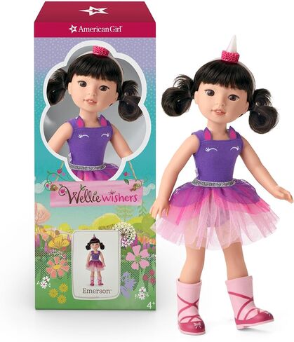 American Girl WellieWishers 14.5-inch Emerson Doll Playset with Crisella The Dragon, Doll Dress and Accessories, and Storybook, for Ages 4+ in Kuwait
