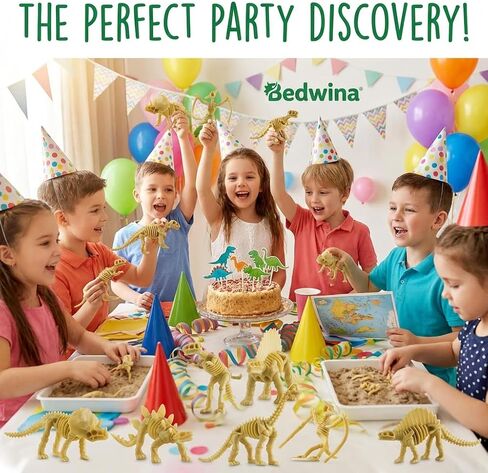 Bedwina Dinosaur Fossil Skeleton - (Pack of 24) 3.7 Inch Assorted Plastic Dino Figure Bones for Kids Science Dig Kit, Digging Sandbox Bins Play Toys, Party Favors, Birthday Decorations in Saudi Arabia
