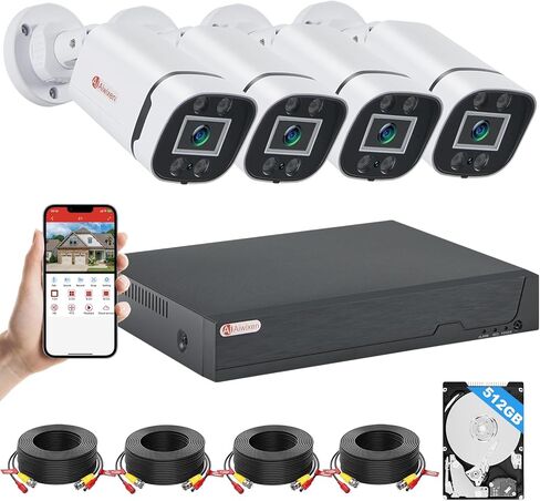 8CH H.265+ 3K Lite Wired CCTV Security Camera System with Human Vehicle Detection, 4X IP68 5MP Surveillance Camera for Indoor Outdoor, 1TB Hard Drive for 24-7 Recording, Remote Access in Saudi Arabia