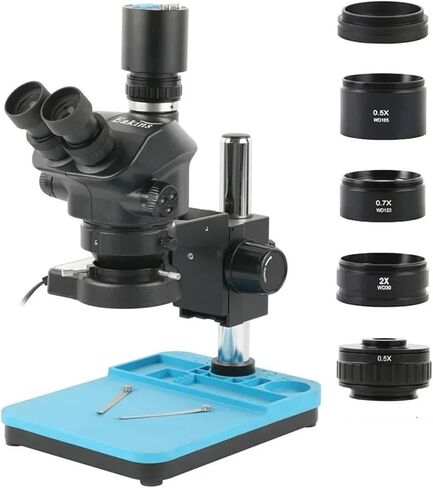 1080P 2K HDMI VGA Type-C Mount Camcorder 50X 100X 45X Simul-Focal Stereo Trinocular Microscope Phone Soldering PCB Repair(7X-45X) in Kuwait