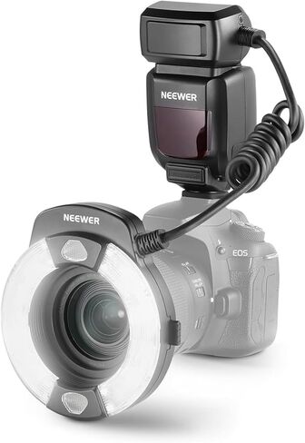 NEEWER RF1-C Marco Ring Flash Compatible with Canon, 76Ws GN15 5600K E-TTL Ring Flash Lighting, 1-1/128 Output, Front/Rear Curtain Sync, Color Gels, Lens Adapter Rings for Macro Photography in Saudi Arabia
