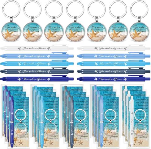 Christmas Staff Appreciation Gifts Bulk Starfish Story Keychains You Make a Difference Ballpoint Pens with Motivational Cards for Employee Coworkers Volunteers Xmas Thank You Gifts in Kuwait