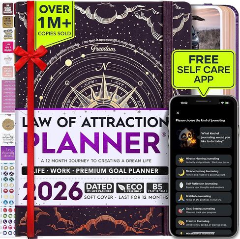 Law of Attraction Planner 2025 - Weekly and Monthly Planner, 12 Month Journey to Increase Productivity & Enhance Organization | Life Organizer, Gratitude Journal, Hourly Planner, To Do List | 2025 Planner - Vision Board, Gift Box & Planner Stickers in Kuwait