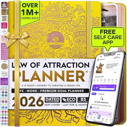 Law of Attraction Planner 2025 - Weekly and Monthly Planner, 12 Month Journey to Increase Productivity & Enhance Organization | Life Organizer, Gratitude Journal, Hourly Planner, To Do List | 2025 Planner - Vision Board, Gift Box & Planner Stickers in Kuwait