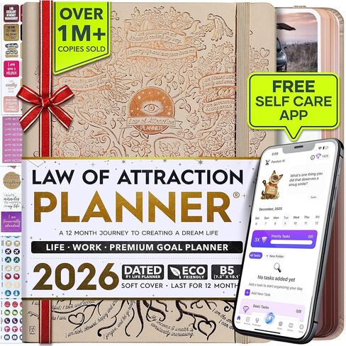 Law of Attraction Planner 2025 - Weekly and Monthly Planner, 12 Month Journey to Increase Productivity & Enhance Organization | Life Organizer, Gratitude Journal, Hourly Planner, To Do List | 2025 Planner - Vision Board, Gift Box & Planner Stickers in Kuwait