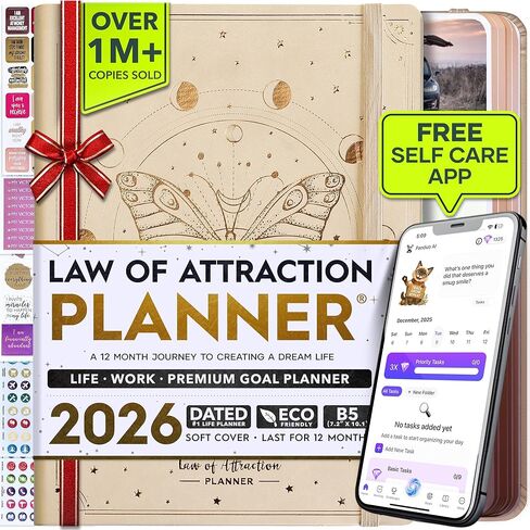 Law of Attraction Planner 2025 - Weekly and Monthly Planner, 12 Month Journey to Increase Productivity & Enhance Organization | Life Organizer, Gratitude Journal, Hourly Planner, To Do List | 2025 Planner - Vision Board, Gift Box & Planner Stickers in Kuwait