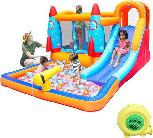 SunSports Inflatable Water Slide Bounce House,10 in 1 Bouncy House for Kids Outdoor,Inflatable Water Park with Blower,Water Slides for Kids Backyard in Kuwait