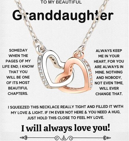 قلادة حفيدة هدايا حفيدة من الجدة الجد إلى حفيدتي قلادة عيد الميلاد هدايا عيد الميلاد التخرج مع بطاقة رسالة وصندوق LED (683-Love heart01) in Kuwait