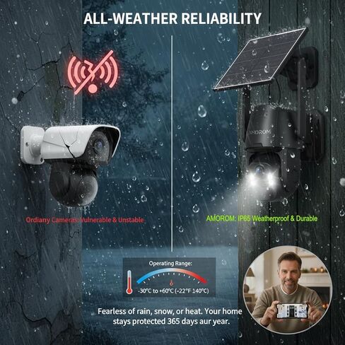 كاميرا أمان الطاقة الشمسية اللاسلكية في الهواء الطلق ، رؤية ليلية ملونة 2K 3MP ، اكتشاف حركة الذكاء الاصطناعي مع إنذار صفارات الإنذار ، IP66 مقاوم للعوامل الجوية ، WIFI 2.4 جيجا هرتز والتحكم الذكي للمنزل والشقة والمراقبة المكتبية in Kuwait