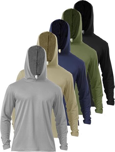 Men’s Sun Protection Long Sleeve Hoodie Rash Guard SPF Lightweight Quick Dry UV Shirts Outdoor Fishing Active Wear in Kuwait