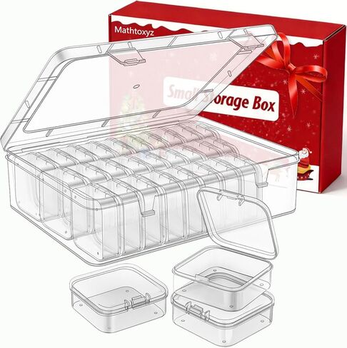 Mathtoxyz Bead Organizer Box, 30Pcs Small Beads Organizers and Storage Plastic Cases Mini Clear Dimond Storage Containers Boxes with Hinged Lid and Rectangle for Bracelet Making DIY Jewelry Craft Nail in Kuwait