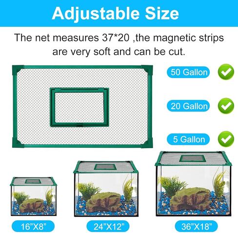 Fish Tank Lid Magnetic Fish Tank Lid Aquarium Net Cover with Feeding Window 5-50 Gallon Aquarium Lid Anti-Jumping Net for Fish 11.8 FT DIY Magnetic Fish Tank Cover Aquarium Cover in Kuwait