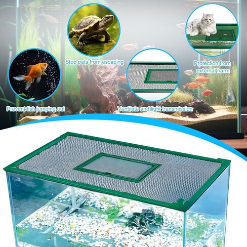 Fish Tank Lid Magnetic Fish Tank Lid Aquarium Net Cover with Feeding Window 5-50 Gallon Aquarium Lid Anti-Jumping Net for Fish 11.8 FT DIY Magnetic Fish Tank Cover Aquarium Cover in Kuwait