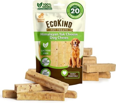 EcoKind Pet Treats Gold Himalayan Yak Cheese Dog Chew, Yak Dog Treats for Active Chewers, 100% Natural & Healthy Chew Sticks for Small & Large Dogs, Yak Cheese Chews (3 Medium Sticks) in Kuwait