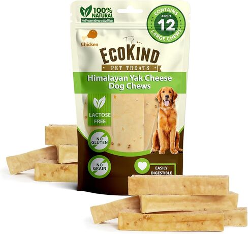 EcoKind Pet Treats Gold Himalayan Yak Cheese Dog Chew, Yak Dog Treats for Active Chewers, 100% Natural & Healthy Chew Sticks for Small & Large Dogs, Yak Cheese Chews (3 Medium Sticks) in Kuwait