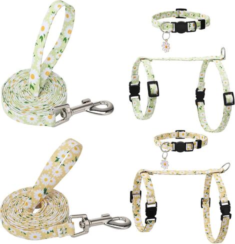 2 Pack Cat Harness and Leash with Collar Set, Escape Proof Cat Harness Adjustable Kitten Harness Glow in The Dark for Small Medium Cats in Kuwait