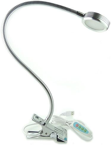 5W 5x1W أبيض بارد 19.68 بوصة مشبك مشبك على Gooseneck عالي الطاقة LED مكتب مصباح طاولة مصباح فضي فائق السطوع (فضي (أبيض بارد)) in Kuwait