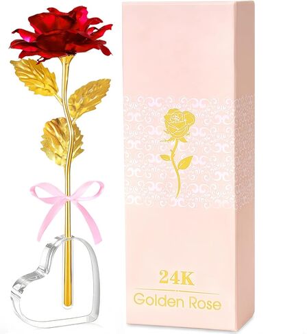 Beferr Gifts for Women Mom Galaxy Rose Glass Crystal Flowers with Heart-Shaped Base Eternal Roses Forever Flowers Mother's Birthday Gifts for Grandma Daughters Wife Sister Kids in Kuwait