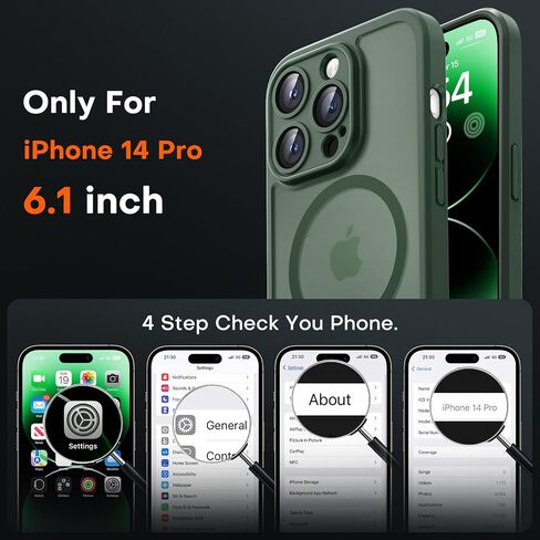 حافظة TOCOL مغناطيسية لهاتف iPhone 14 Pro، ترقية [حماية كاملة للكاميرا] مناسبة لـ MagSafe [تم اختبار السقوط من الدرجة العسكرية] مصد خلفي شفاف غير لامع لهاتف iPhone 14 Pro مقاس 6.1 بوصة، أخضر جبال الألب in Kuwait
