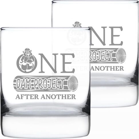 One Dam Project - Whiskey Rocks Glass - Funny Handyman Gifts for Construction Workers - 10.25 oz Glasses in Kuwait