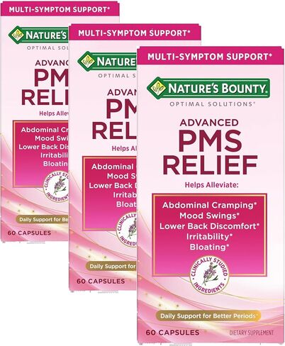 حلول Nature's Bounty Optimal Advanced PMS لدعم الدورة الشهرية ؛ الفترة الإغاثة ملحق دعم PMS للنساء - ChasteBerry ؛ خالية من الهرمونات 60 كبسولات in Kuwait
