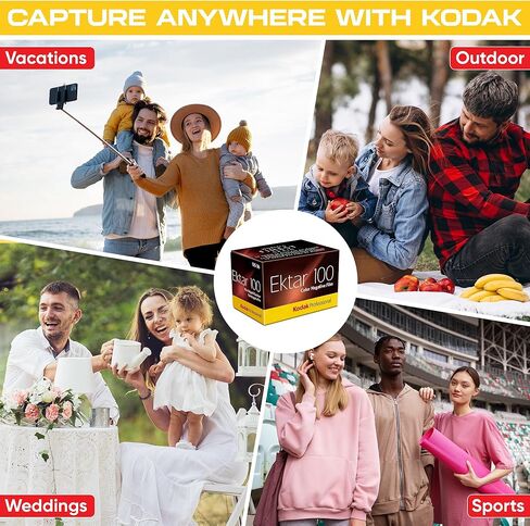 Kodak Ektar 100 35mm Film 4-Pack – ISO 100, 36 Exposure Color Film for 35mm Film Camera – Includes Balveli Premium Microfiber Cloth in Kuwait