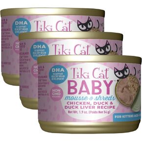 Tiki Cat Baby Thrive, Chicken & Chicken Liver, High-Protein & Flavorful, Wet Cat Food for Kittens 4 Weeks+, 5.6 oz. Pouches (Pack of 8) in Kuwait