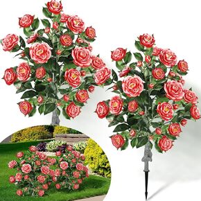 2 Pack 36" Artificial Camellia Tree Plants 3ft Faux Camellia Flower with Spike UV Resistant Fake Floral Blooming Bush for Indoor Outdoor Wedding Front Door Porch Garden Backyard Garden(White) in Saudi Arabia
