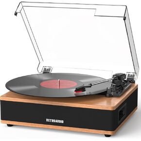 Record Player with Bulit-in Speaker Vintage Belt-Driven Turntable with Bluetooth Wireless Playback Support 3-Speed 33 1/3, 45, 78RPM AUX-in RCA Out Vinyl Players in Kuwait