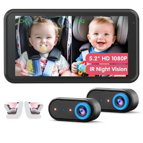 BM2 PRO Dual Baby Car Camera, 5.2" 1080P HD Display for Rear-Facing Car Seats, IR Night Vision, Anti-Shake Mount, Easy Install – Ideal for Parents with 2 Kids and Pets in Kuwait