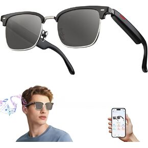 AI Smart Glasses, Bluetooth Glasses with Speaker, 110+ Languages & Accents Translation, Voice Control,UV Protection, 8H Battery Life, Multifunctional Smart Sunglasses for Men&Women(Black) in Kuwait