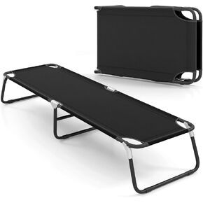 سرير تخييم من GYMAX، سرير قابل للطي بوزن 330 رطلاً للنوم، سرير أطفال سهل الإعداد للبالغين، سرير أطفال للمغامرات والنزهات والتنزه في الأماكن المغلقة والمفتوحة، مناسب للفناء والمكتب المنزلي (رمادي) in Kuwait