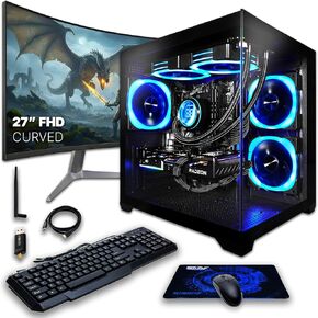 Saav X1 Prebuilt Gaming PC Backdle مع شاشة 22 بوصة ، Intel I5 3.4 جيجا هرتز ، ذاكرة الوصول العشوائي 16 جيجا بايت ، Geforce GTX750 GDDR5 ، 512GB NVME ، WIFI 6 ، Bluetooth ، Win 10 ، Mouse Keyboard ، Gaming PC STOP ، PC Gaming Computer Desktop in Kuwait