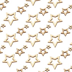 100PCS Mixed Wood Hollow Star Shape Piece, 1-3cm, Slice Cutout Unfinished Ornaments for Christmas Wedding Party Decoration & Craft Projects in Kuwait