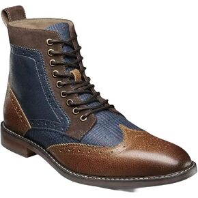 Stacy Adams Men's Finnegan Wingtip Boot Fashion, Navy/Cognac, 7.5 in Kuwait