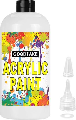 GOODTAKE White Acrylic Paint, Titanium White Paint (200ml / 7oz) Bottle, Art Craft Paints for Canvas Painting, Rock, Stone, Wood, Fabric, Art Supplies (White, 7 Fl Oz) in Kuwait