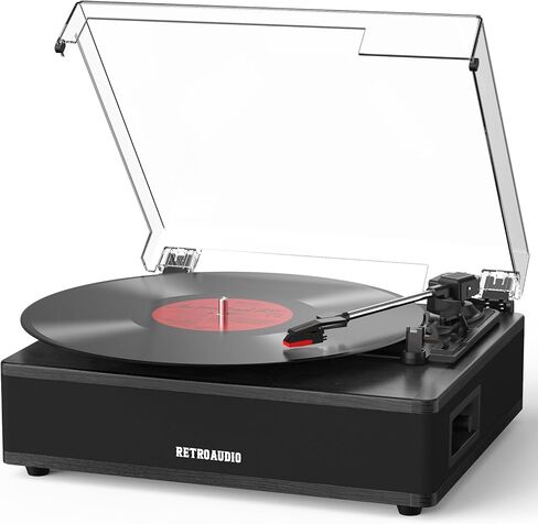 Record Player with Bulit-in Speaker Vintage Belt-Driven Turntable with Bluetooth Wireless Playback Support 3-Speed 33 1/3, 45, 78RPM AUX-in RCA Out Vinyl Players in Saudi Arabia