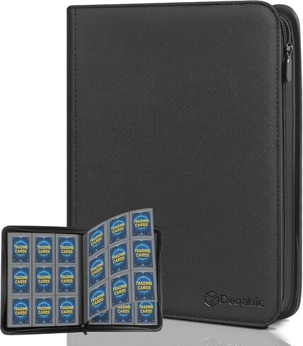 DEQADIC 16 Pocket Card Binder, 1000+ Trading Card Album Folder, Side Loading Ringless Card Collection Binder for Sports Game Cards (Blue) in Kuwait