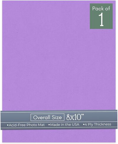 CountryArtHouse Light Purple Acid Free 8x10 Backing Board - Uncut Photo Mat Board - 10 Sheets in Kuwait