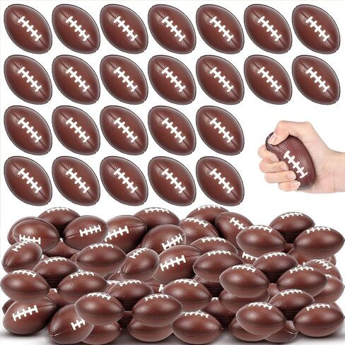 Wettarn 100 Pcs Mini Foam Footballs 3.54 Inch Soft Stress Football Sport Balls for Party Favors Game Decorations(Brown) in Kuwait